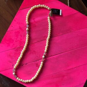 INC International Concepts Cream and Brown Beaded Necklace